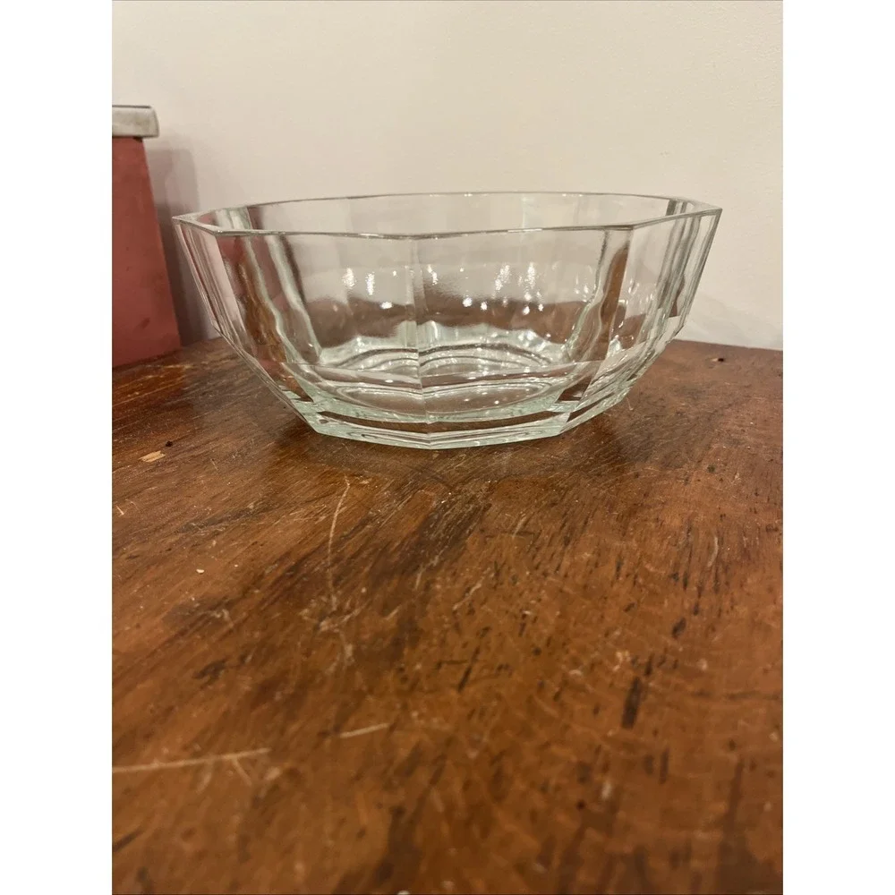 Italian‎ vintage Crystal faceted optic bowl 9